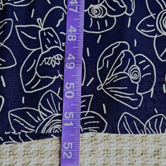 Cynthia Howie Vintage Navy Blue Outlined Floral Lace Pleated Tea Length Dress - Picture 12 of 16